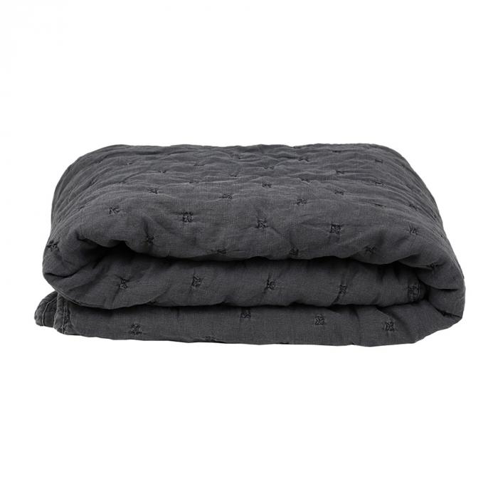 Linen Quilted Coverlet Charcoal-abc