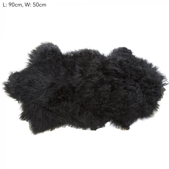 Tibetan Lambswool Throw 90x50 Black-abc