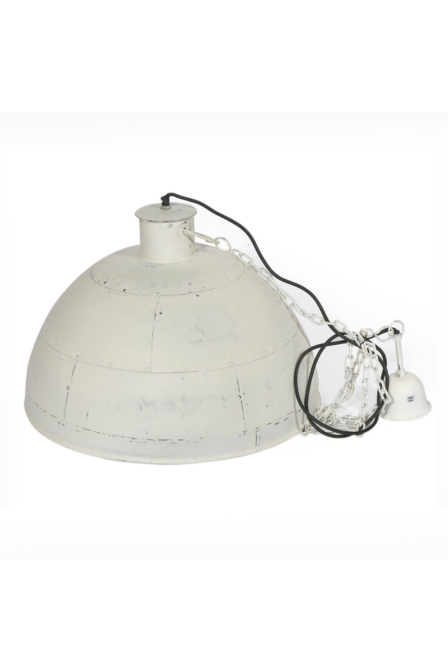 Granada Small - Vintage White - Iron Riveted Dome Pendant Light-abc