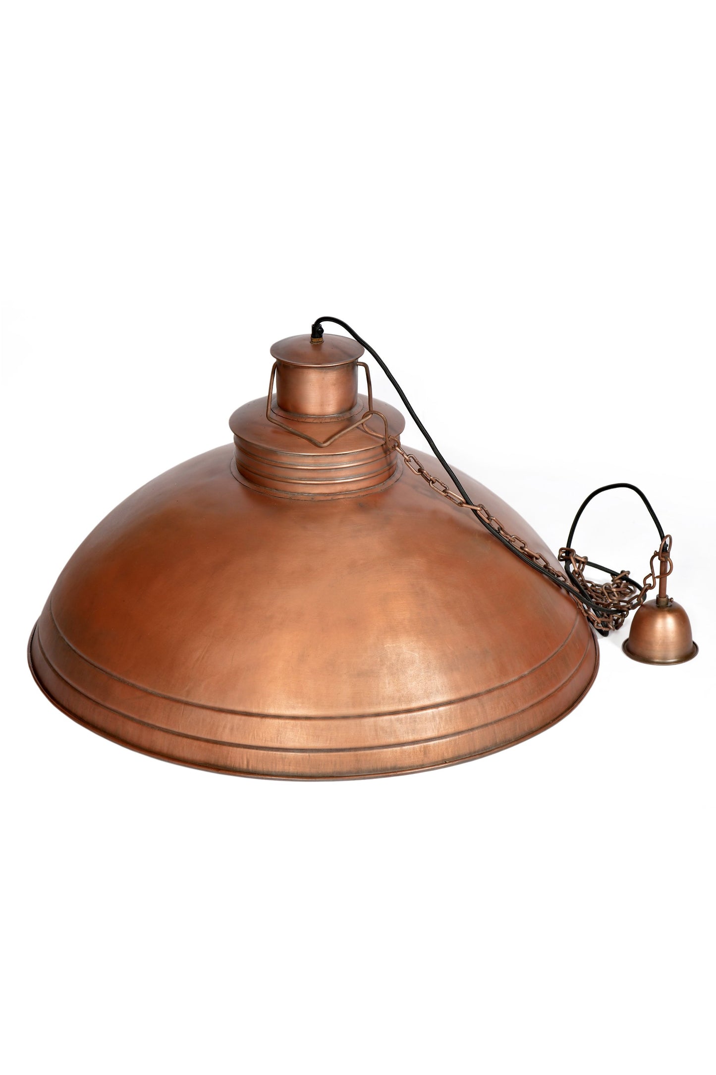 Sheldon - Antique Copper - Large Iron Shallow Dome Pendant Light-abc