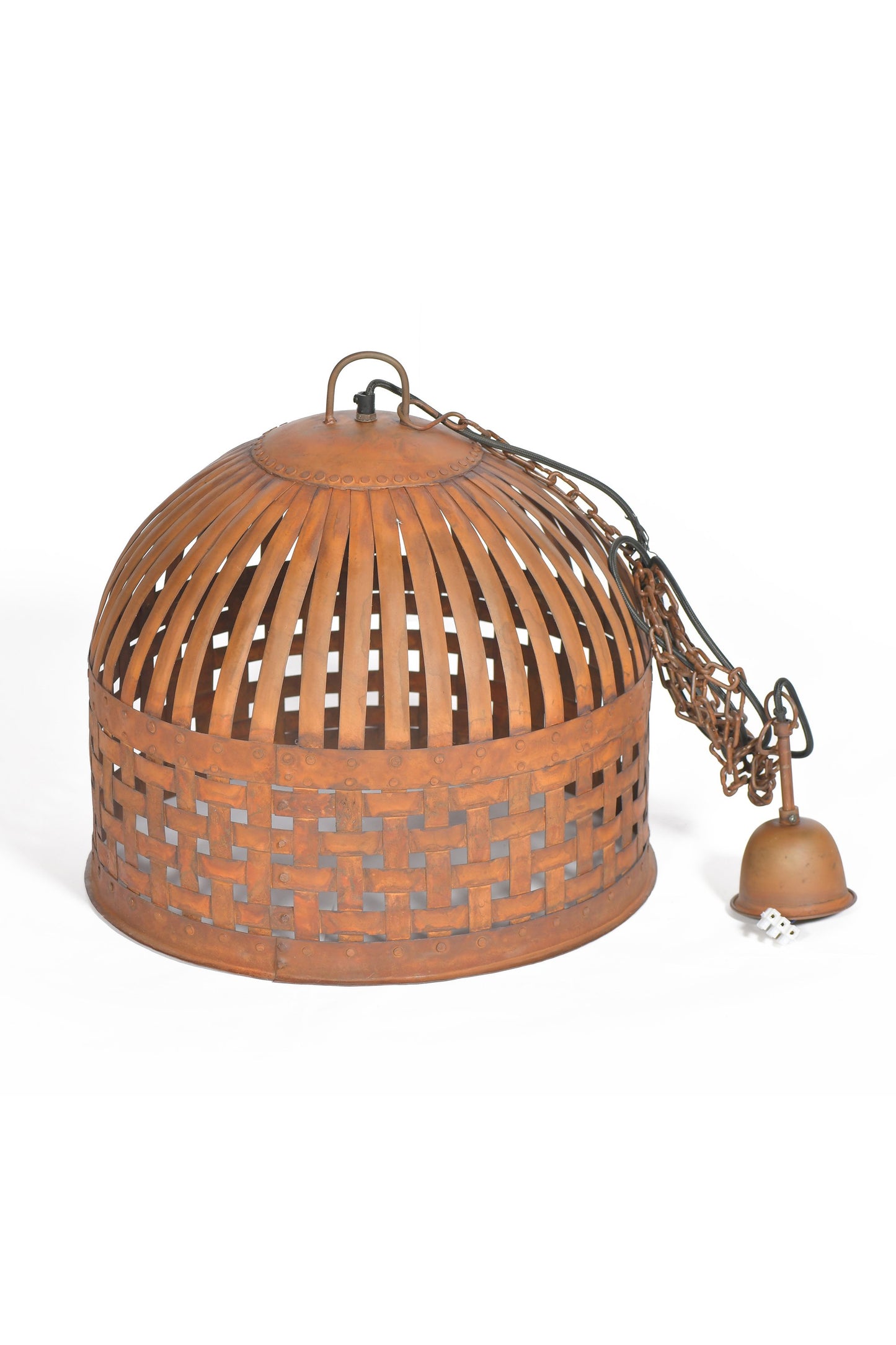 Esch Medium - Rust - Woven Iron Strips Pendant Light-abc