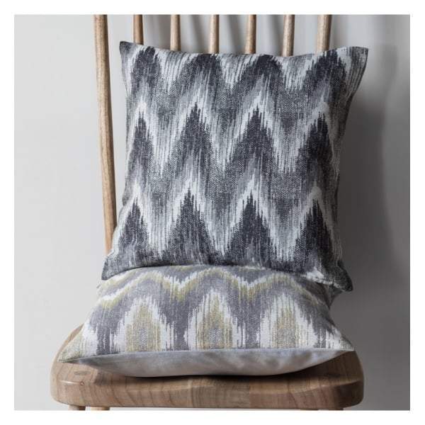 Kalsi Zig Zag Cushion Chartreuse & Grey 450x450mm-abc
