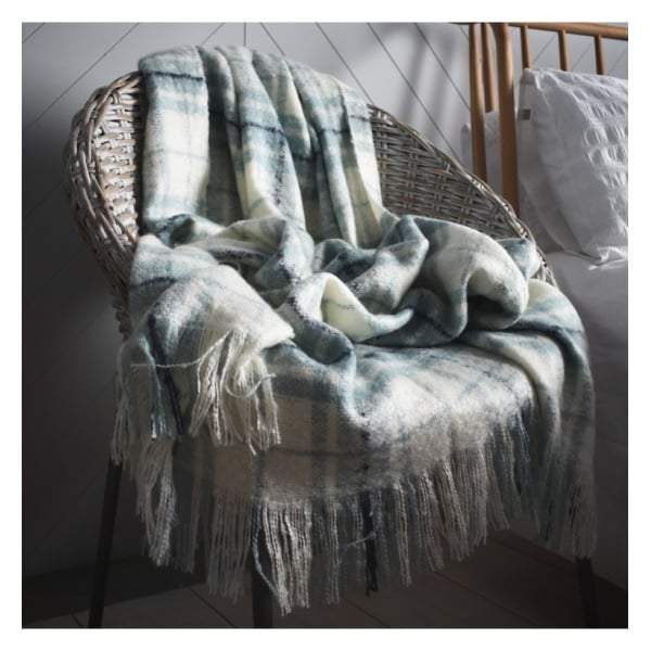 Check Mohair Throw Duckegg W1300 x H1800mm-abc