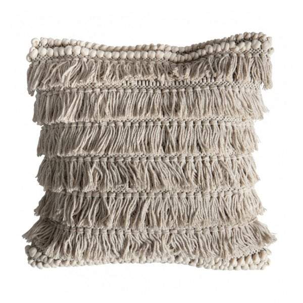 Tallara Fringed Cushion Black/Cream-abc