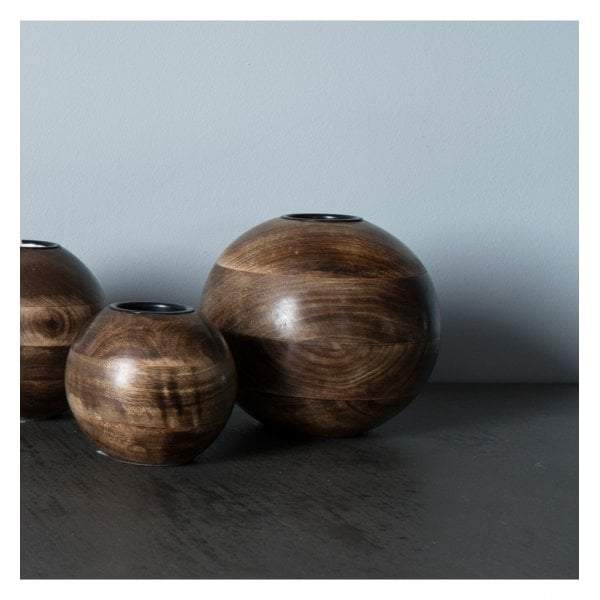 Ripley Large Tealight Holder Dark Wood-abc