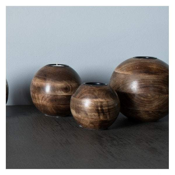 Ripley Small Tealight Candleholder Dark Wood-abc