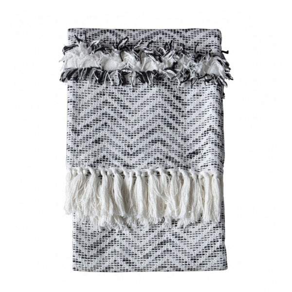 Zumba Herringbone Throw Cream/Black-abc