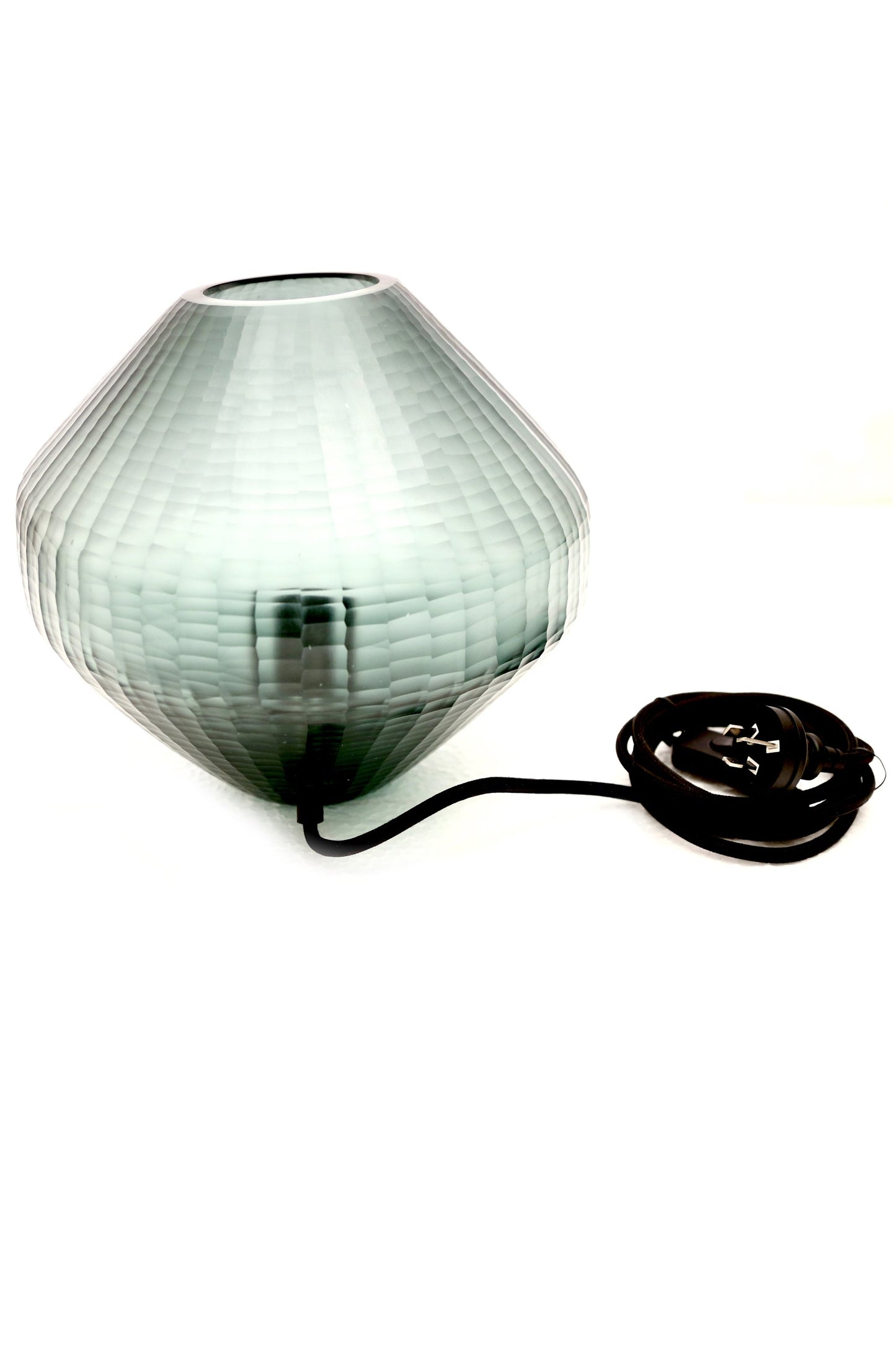 Paris Small - Bottle Green - Small Freeform Hand Cut Art Glass Table Lamp-abc