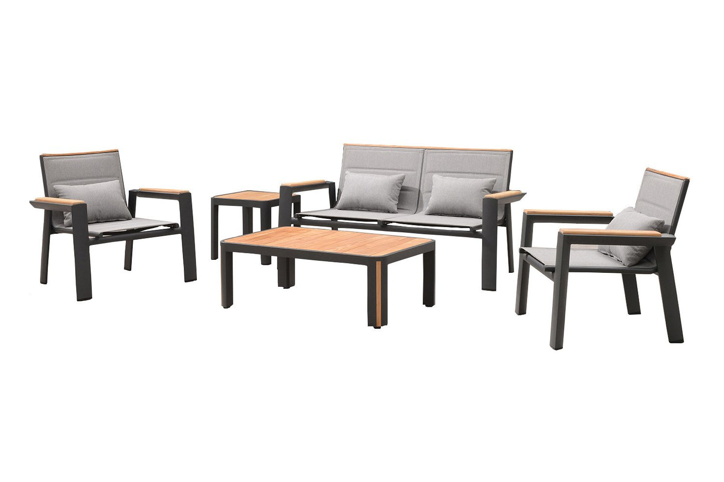 Madrid 5 Piece Lounge Seating Set with Love Seat in Charcoal-abc