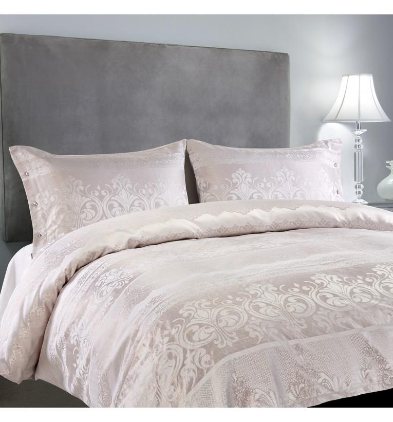 Elegance Jaquard Quilt Cover Set Champagne King-abc