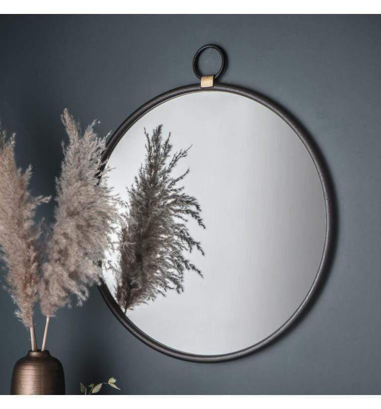 Bayswater Black Round Mirror-abc
