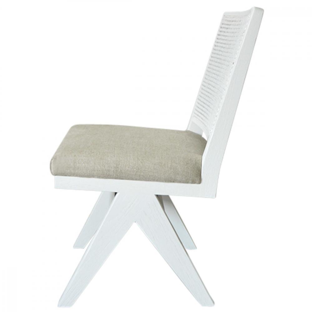 The Imperial Dining Chair - White Frame w Natural Linen-abc