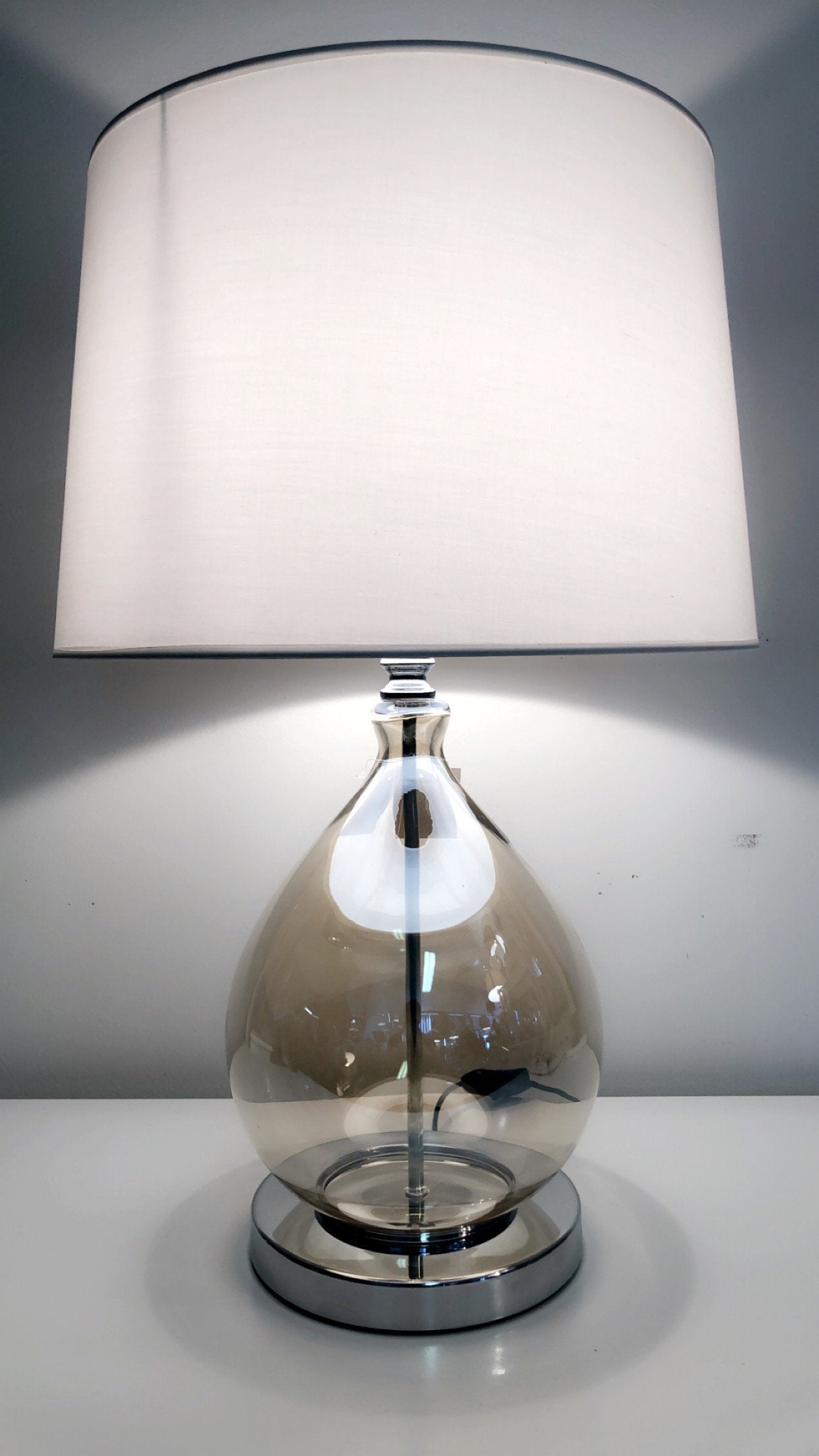 Tinted Tawny Glass Table Lamp-abc