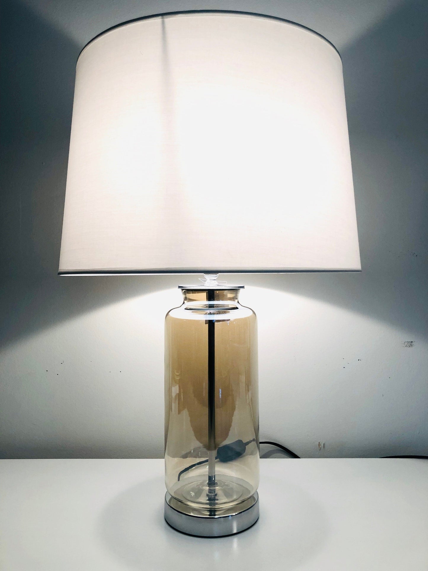 Tinted Tawny Glass Table Lamp-abc