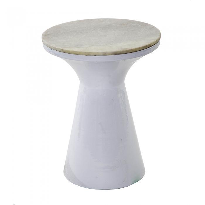Karela white round table with marble top-abc