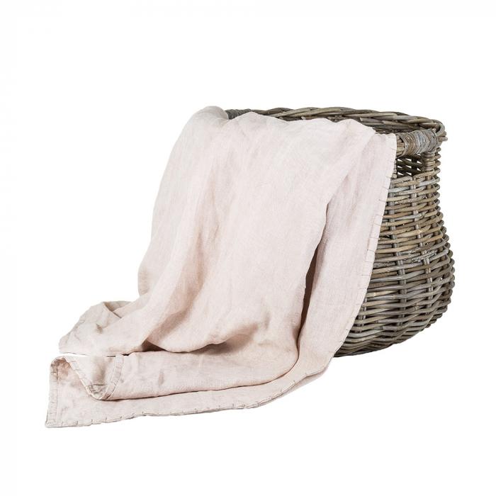 Edged Linen Throw Shell-abc