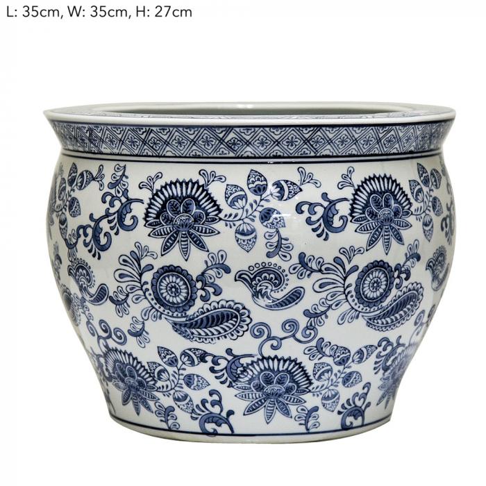 Paisley Blue Planter 35x35x27cm-abc
