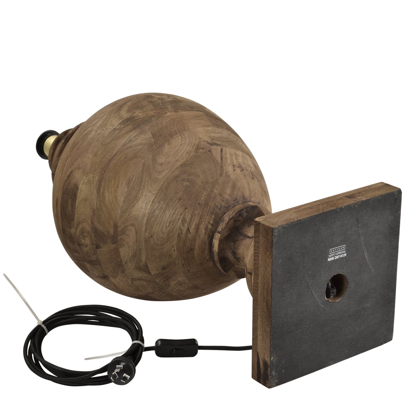Amphora Large - Dark Natural - Turned Wood Urn Table Lamp-abc