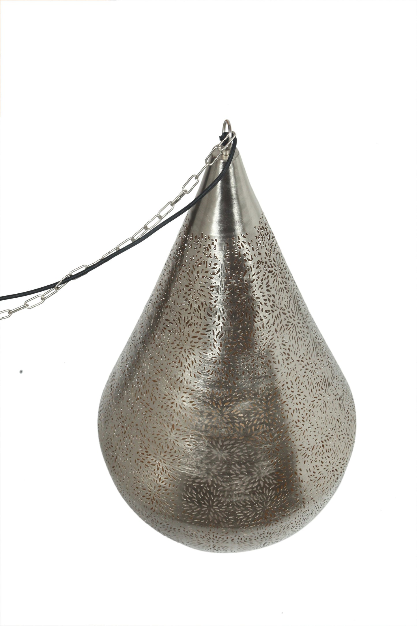 Aquarius Large - Nickel - Perforated Teardrop Pendant Light-abc