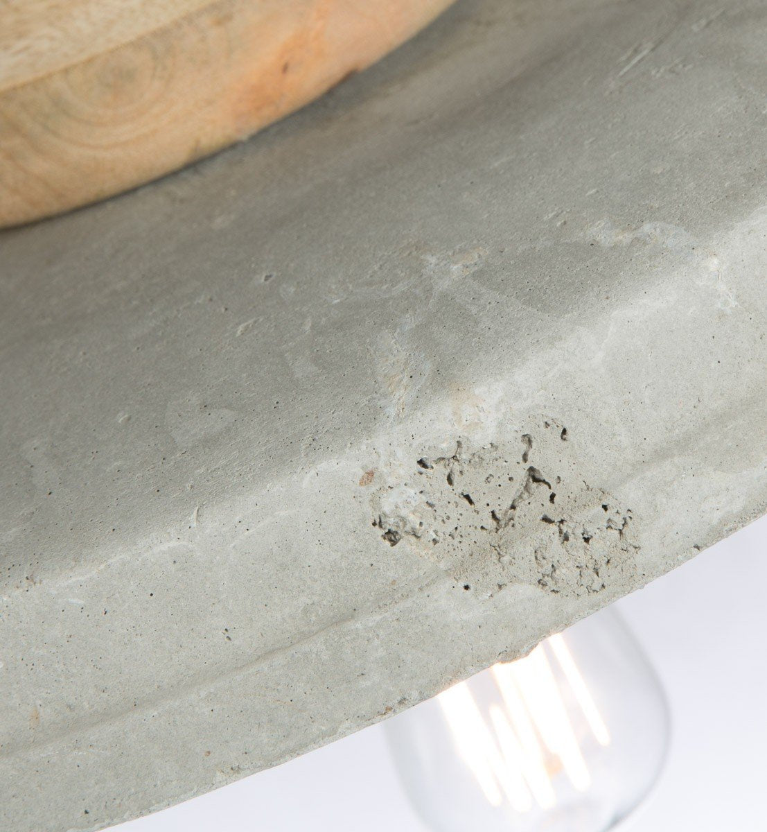 Hanging Light Concrete Shade with Mango Wood Holder-abc