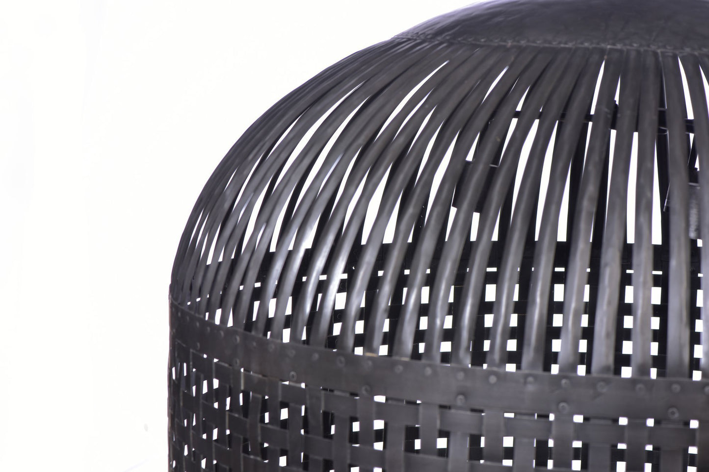 Esch Extra Large - Antique Black - Woven Iron Strips Pendant Light-abc