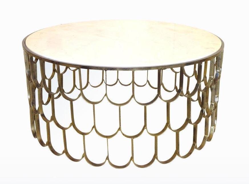 FISH SCALE COFFEE TABLE - ANTIQUE GOLD-abc