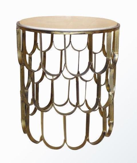 FISH SCALE SIDE TABLE ANTIQUE GOLD-abc