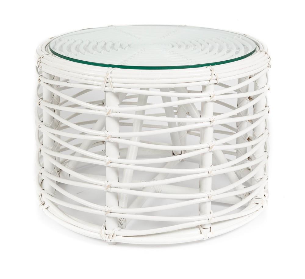 Rattan Round Coffee Table with Glass-abc