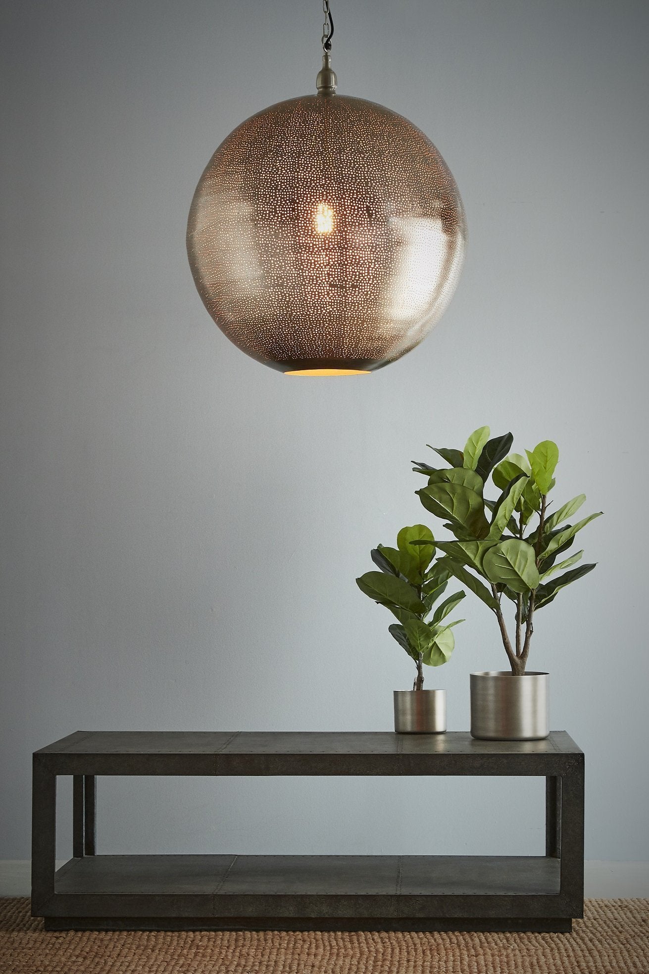 Jupiter - Nickel - Extra Large Perforated Ball Pendant Light-abc