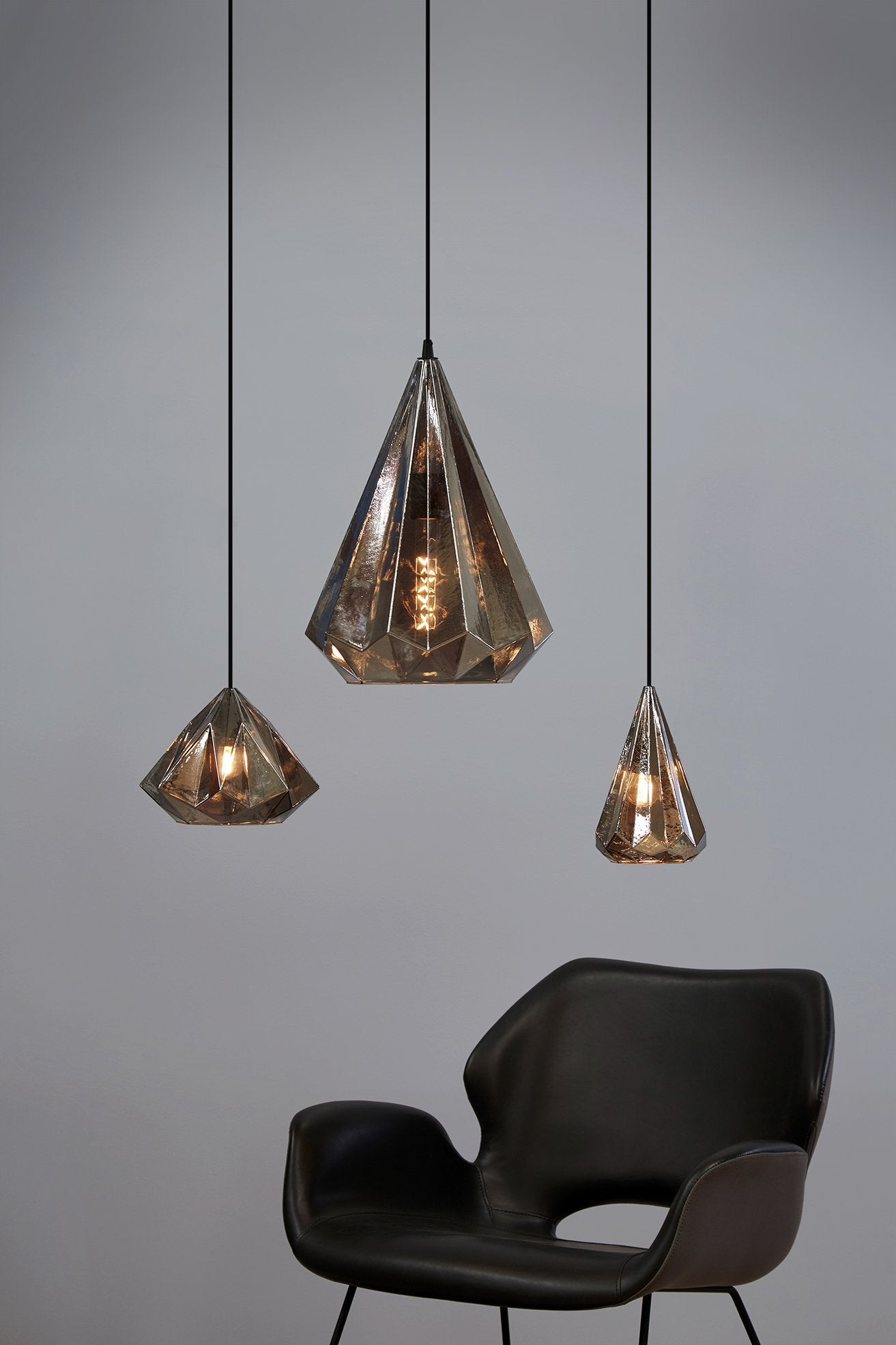 Graff - Smoke Grey - Small Faceted Glass Droplet Pendant Light-abc