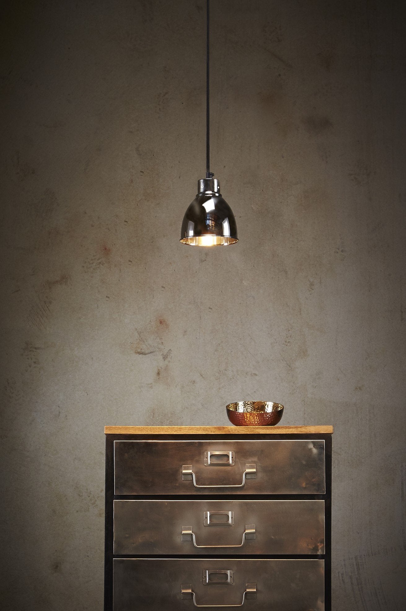 Muri - Nickel - Small Tall Contemporary Dome Pendant Light-abc