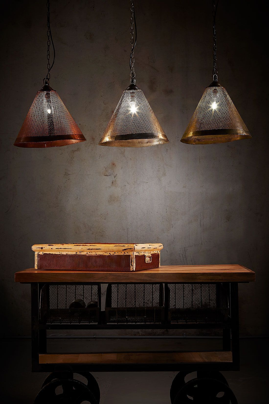 Nico - Rust - Perforated Iron Cone Pendant Light-abc