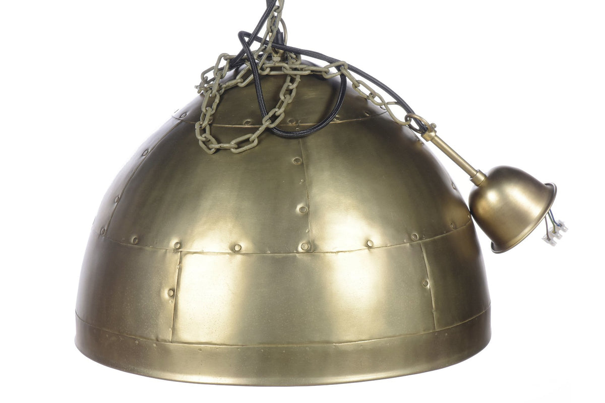 P51 Small - Antique Brass - Iron Riveted Dome Pendant Light-abc