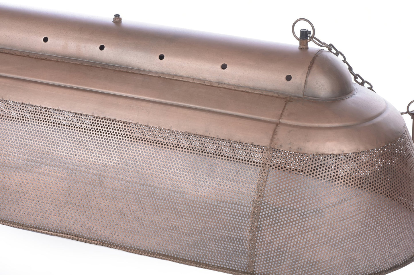 Riva Long - Antique Copper - Perforated Iron Elongated Pendant Light-abc