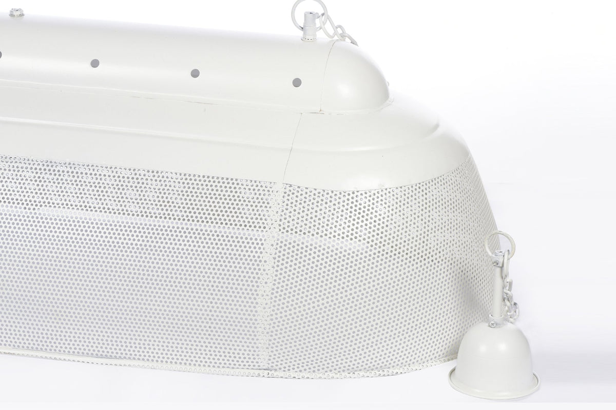 Riva Long - Matt White - Perforated Iron Elongated Pendant Light-abc