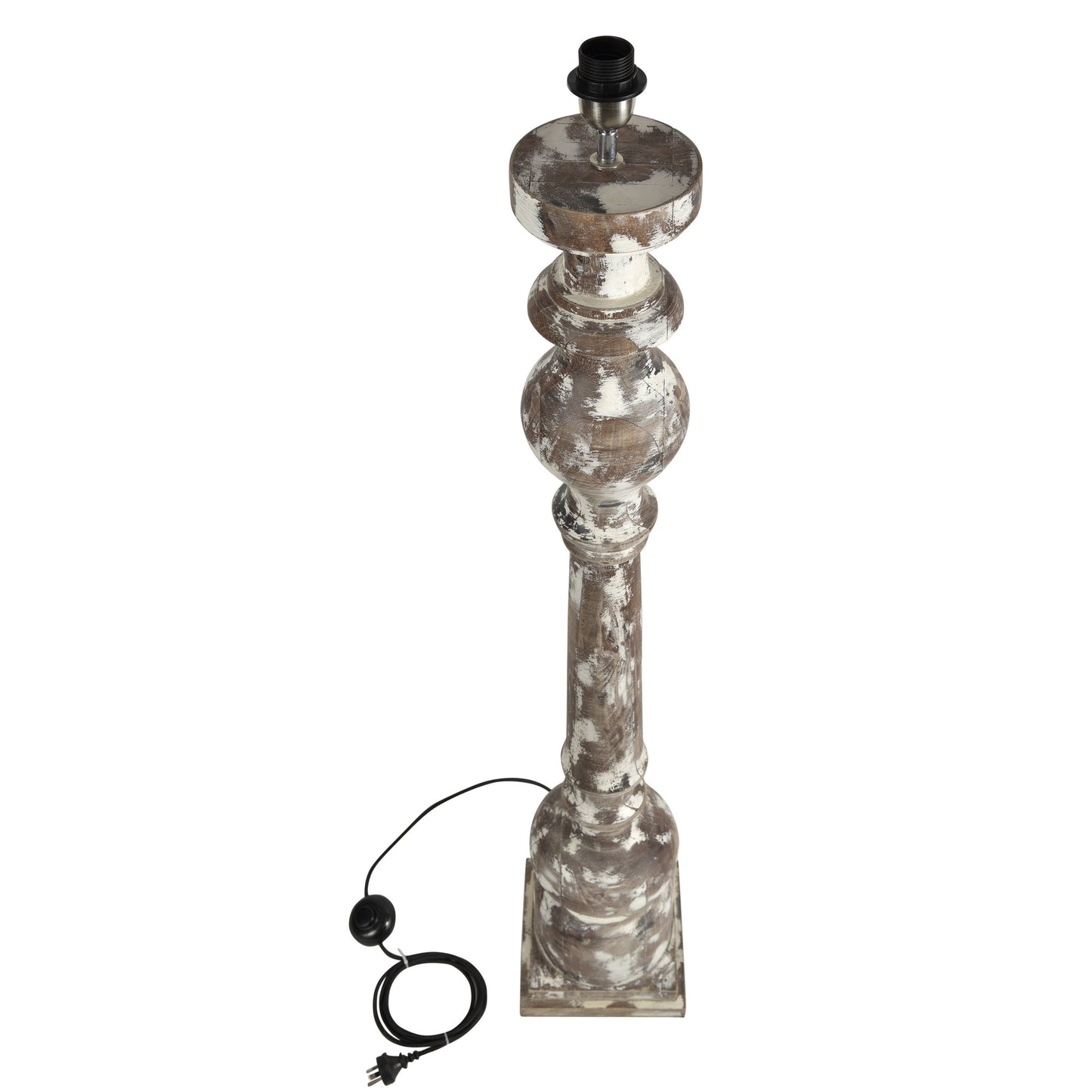 Rook Large - Distressed White - Turned Wood Pillar Floor Lamp-abc