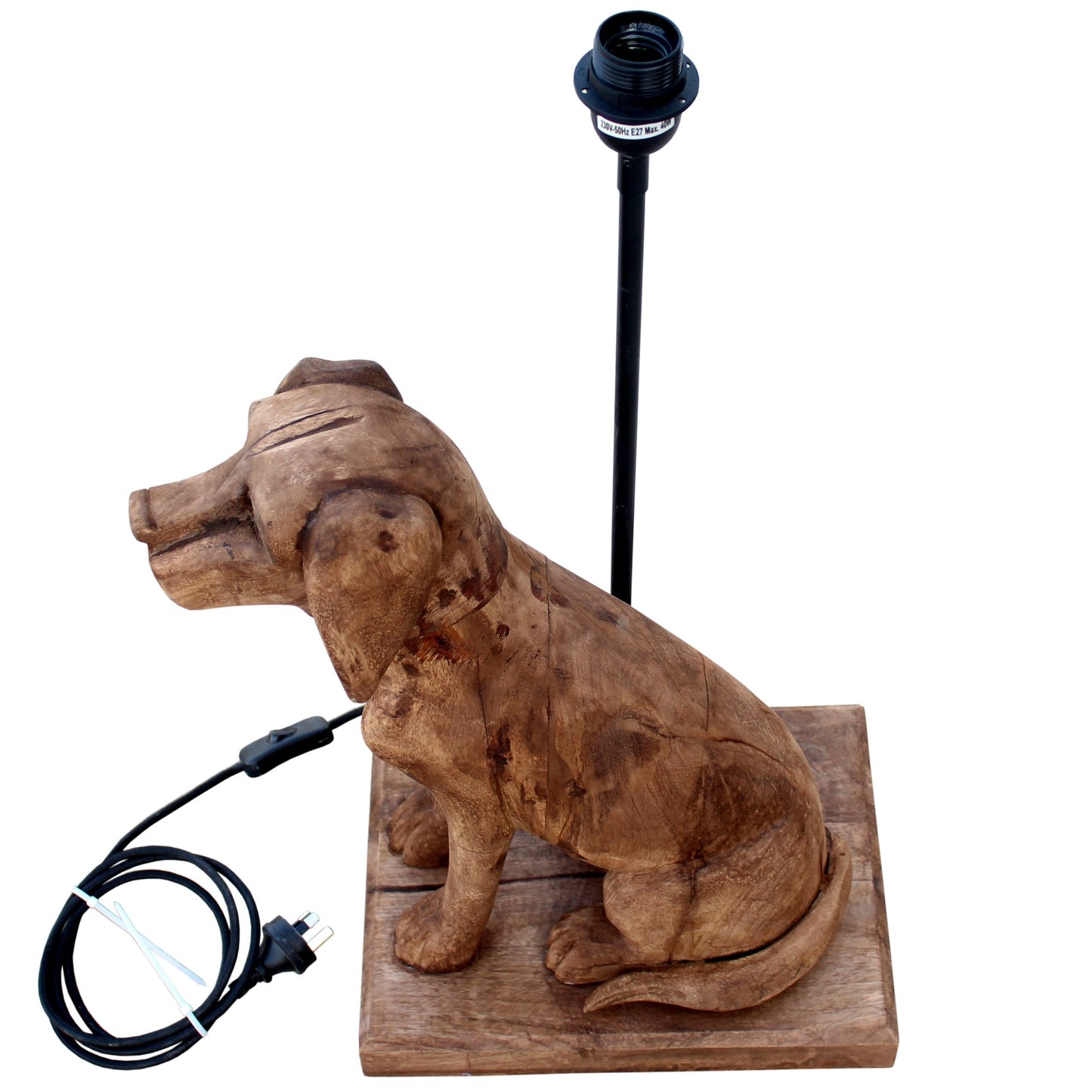 Thelma - Dark Natural - Large Wooden Dog Table Lamp-abc