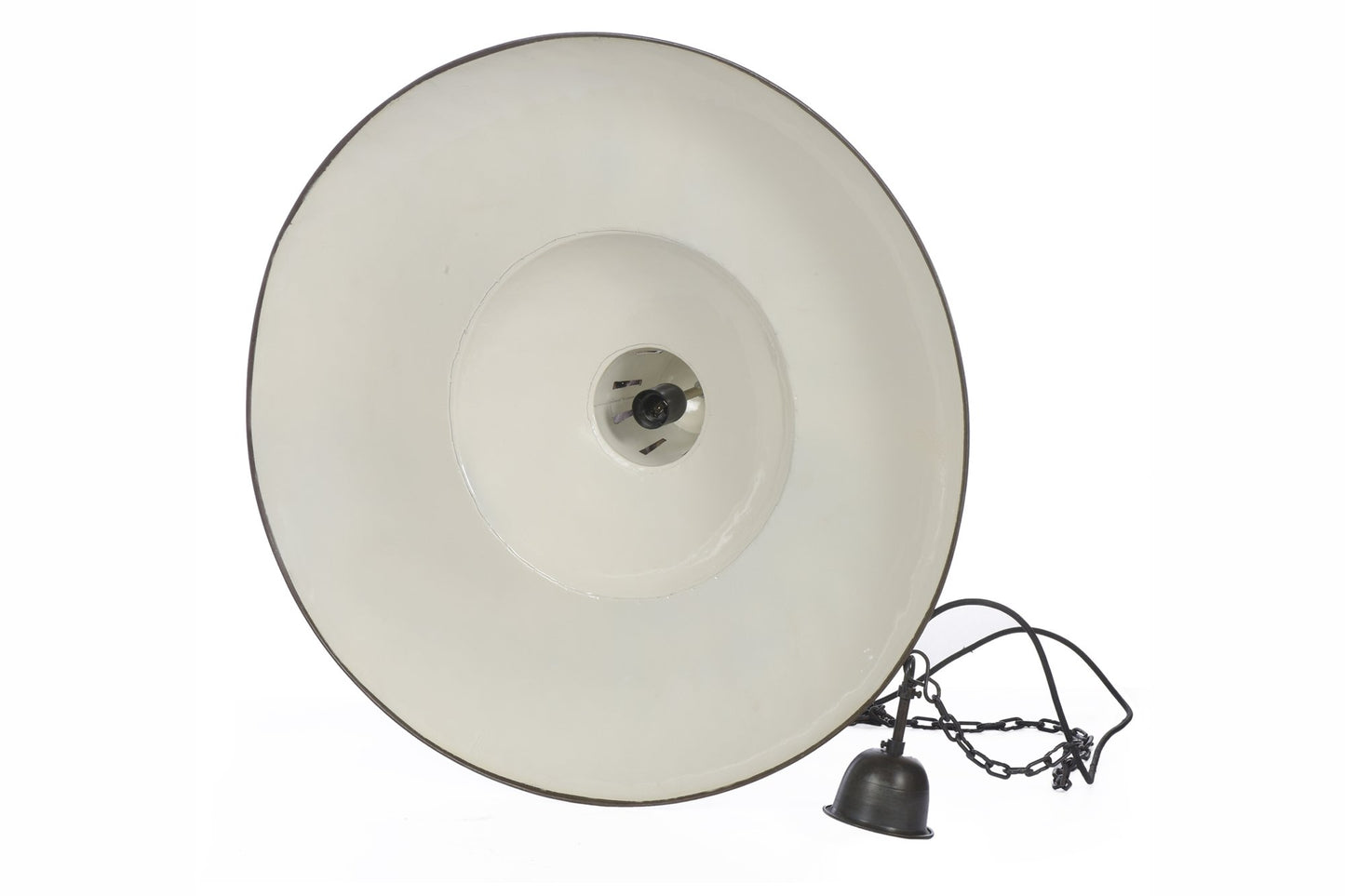 Zetland - Old Black - Enamelled Iron Dish Pendant Light-abc