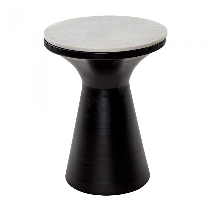 Karela black round table with marble top-abc