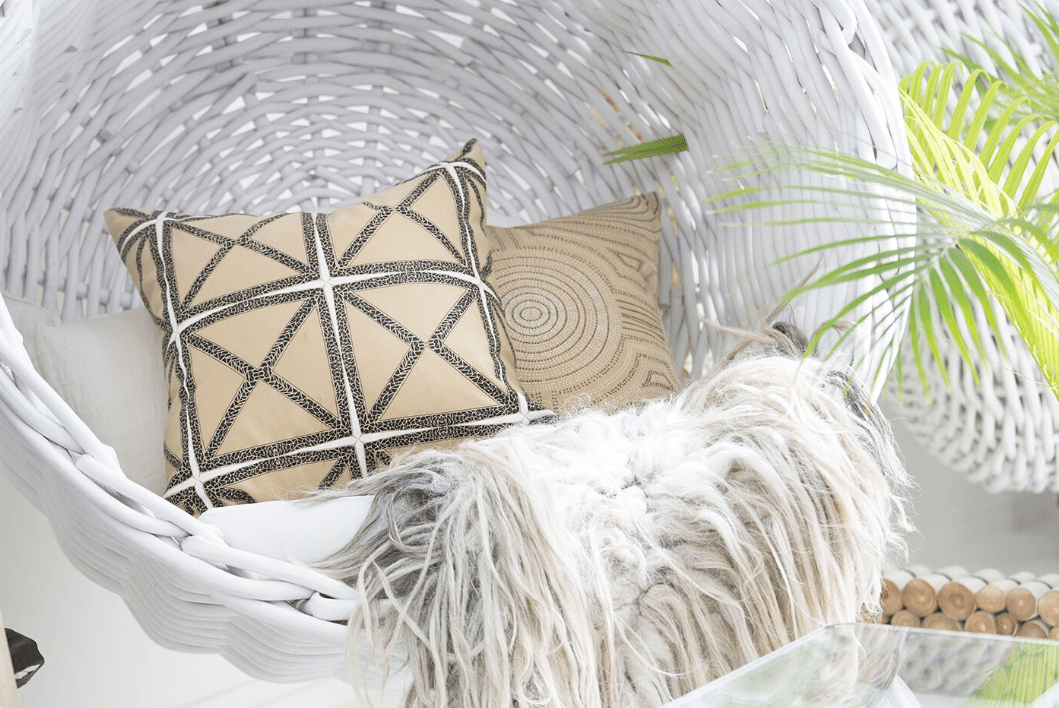 Outdoor Dreamtime Aboriginal Dot Natural Lounge Cushion 55 x 55 cm-abc