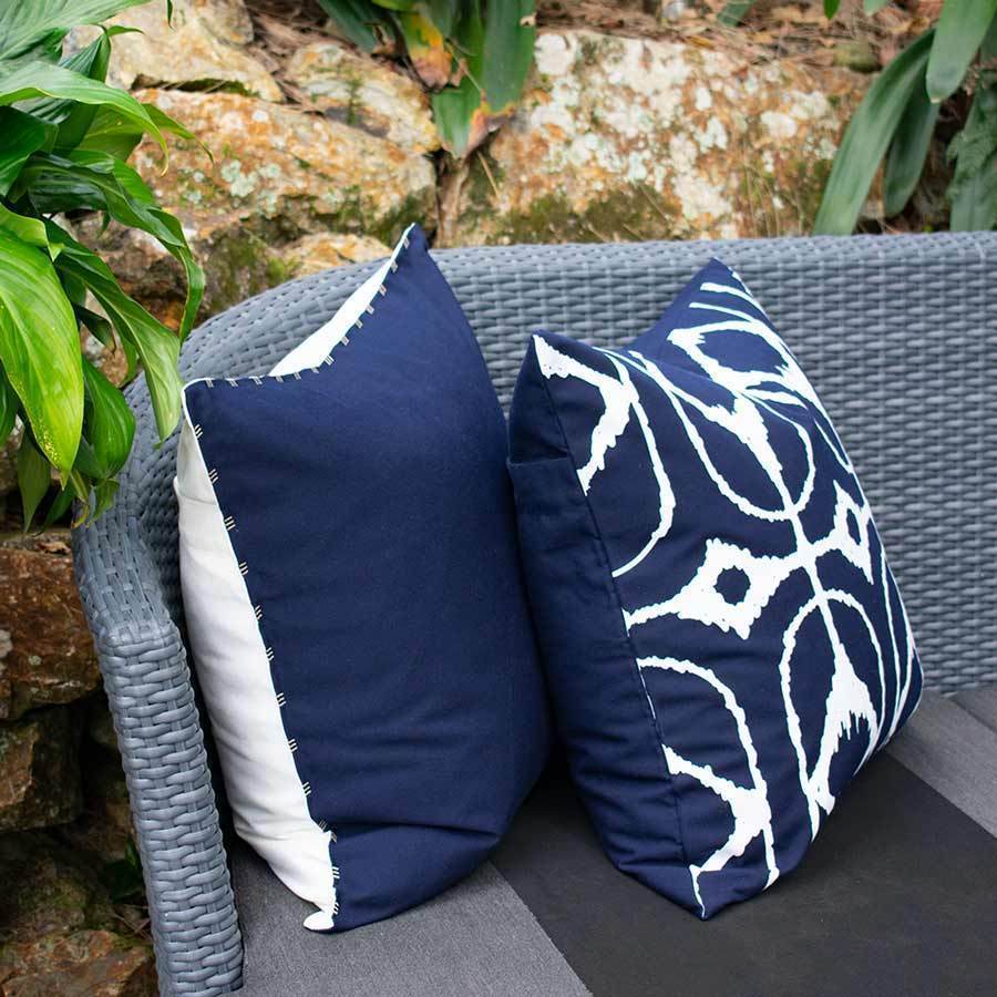 Outdoor Inner Ikat Diamond Navy Lounge Cushion 55 x 55 cm-abc