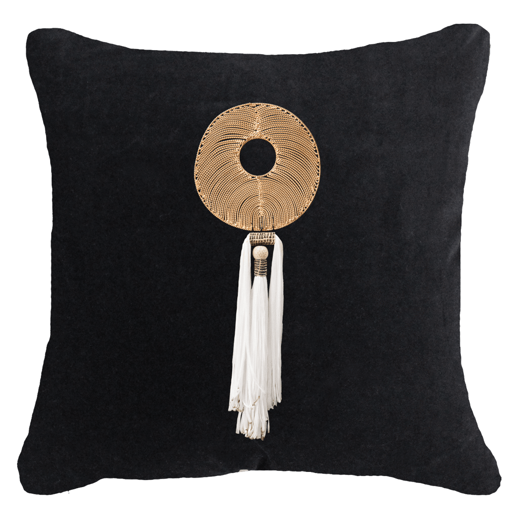 Tassel Disc Gold On Black 55 x 55 cm-abc