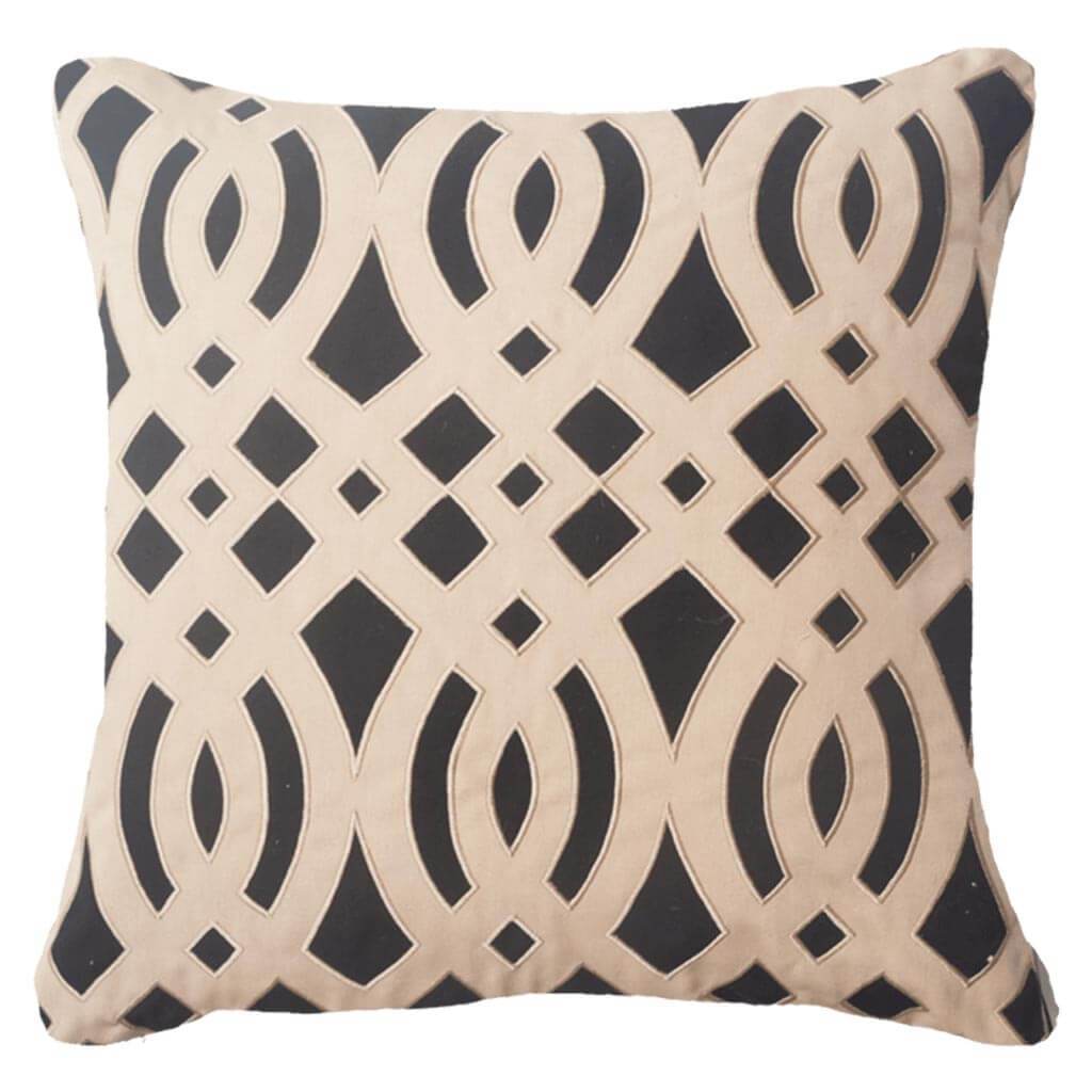 Outdoor Diamond Scroll Black Cushion 55 x 55 cm-abc