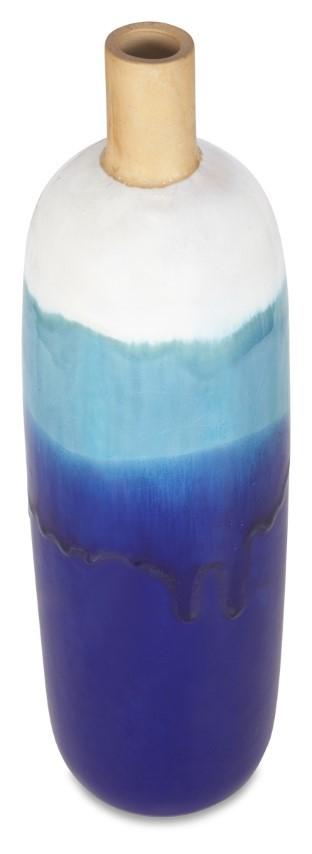 Ceramic Azure Glazed Vase Small - Blue/Natural-abc