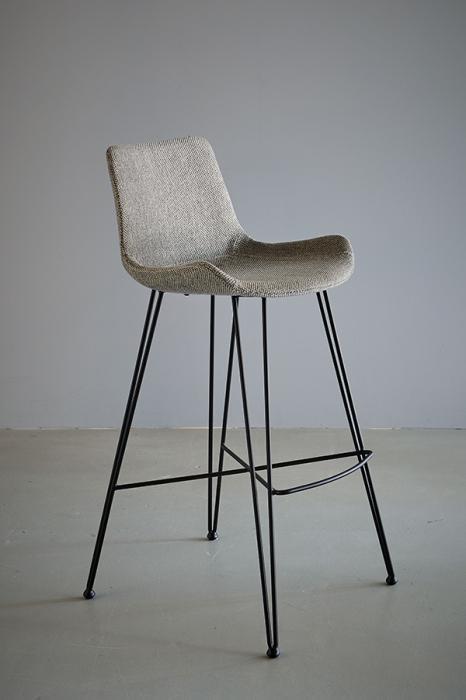 Brooklyn Bar Stool - Light Grey/Black - Fabric Upholstered Bar Stool-abc