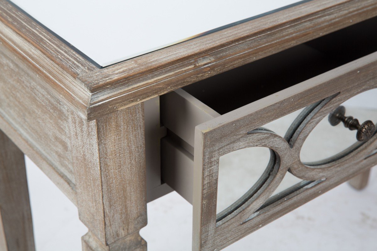 2 Drawer Wood Mirrored Console Table-abc