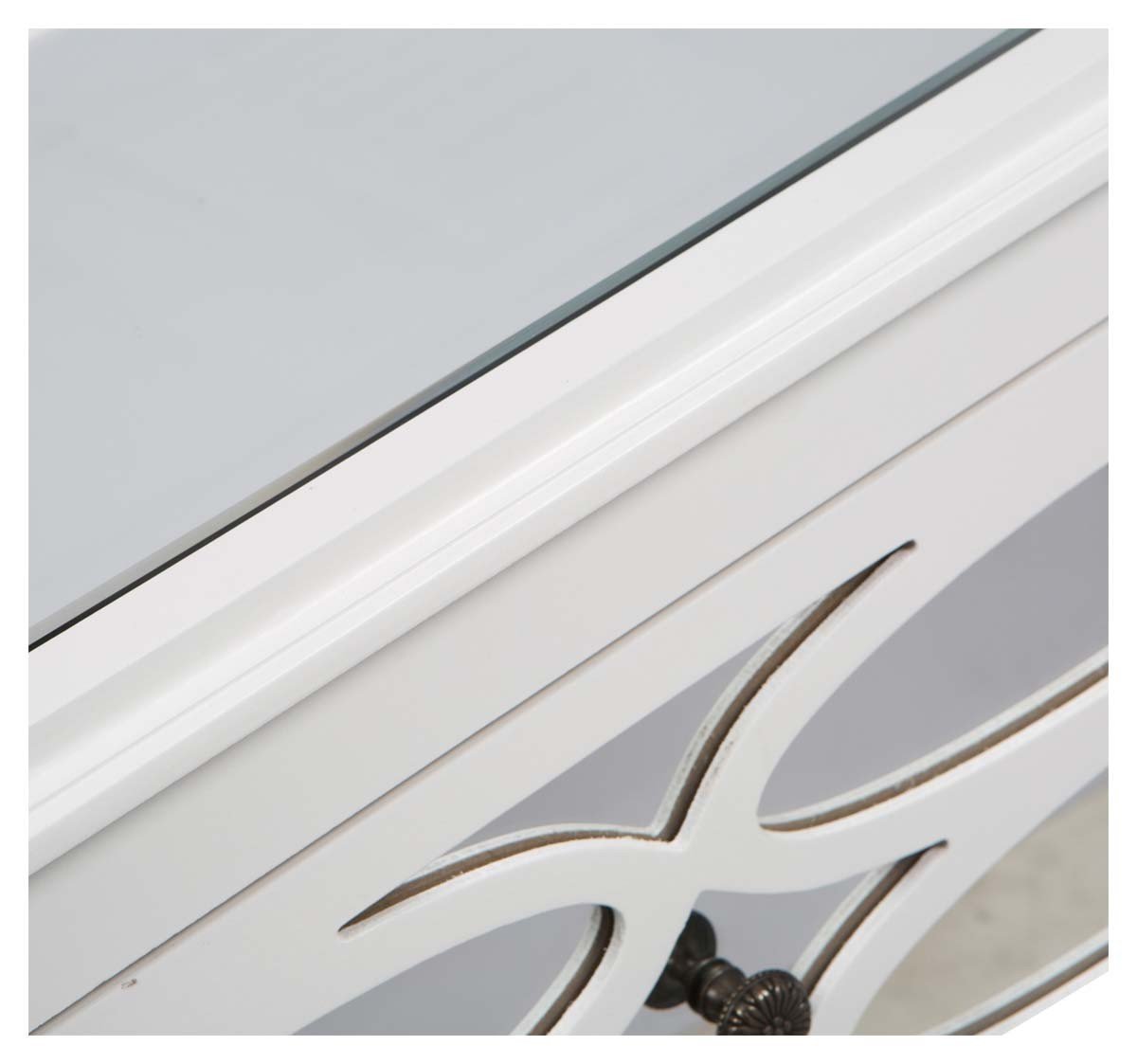 2 Draw Wooden Lattice Mirrored Bedside Table-abc