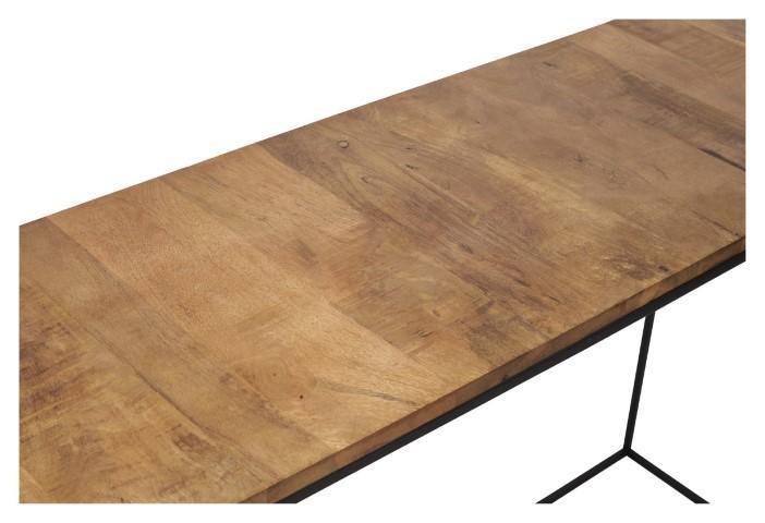 Ava Rectangular Console Table with Mango Wood Top and Iron Legs - Natural/Black-abc