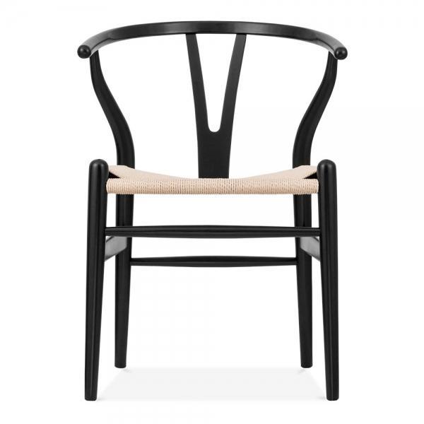 Wishbone Chair Black / Natural Seat-abc