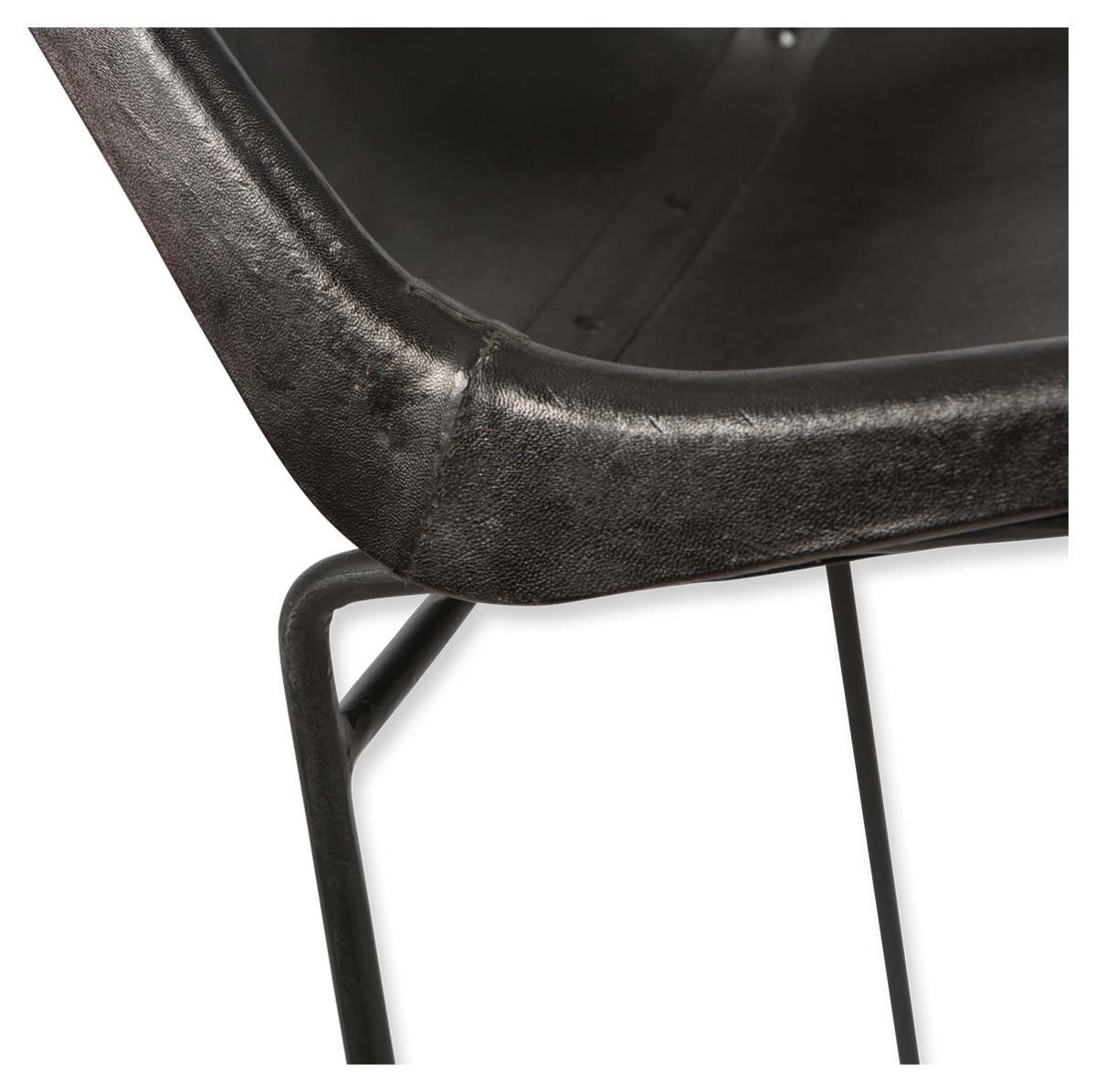 Elm Leather Bar Stool with Iron Legs-abc